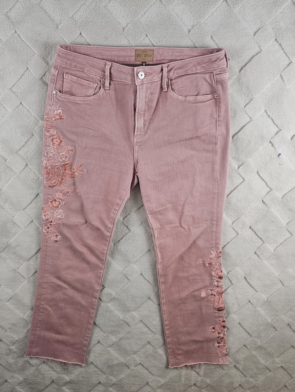 Driftwood Colette Pink Floral Embroidered Jean Womens 29
